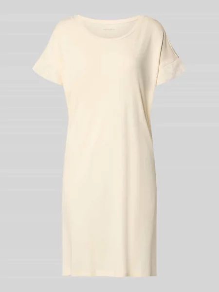 Koszula nocna z krótkim rękawem z okrągłym dekoltem Schiesser beżowa