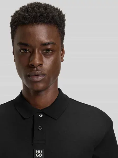Koszulka polo krój regular fit z czystej bawełny model „DEABONO_D” Hugo czarne