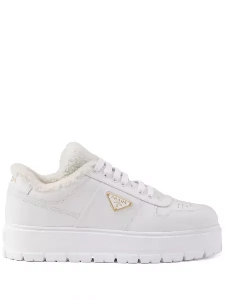 Sneakerși Prada din piele alb