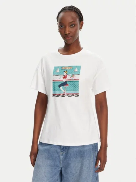 Liu Jo Koszulki Kobieta XS T-shirt z Graficznym Nadrukiem z Bawełny biały