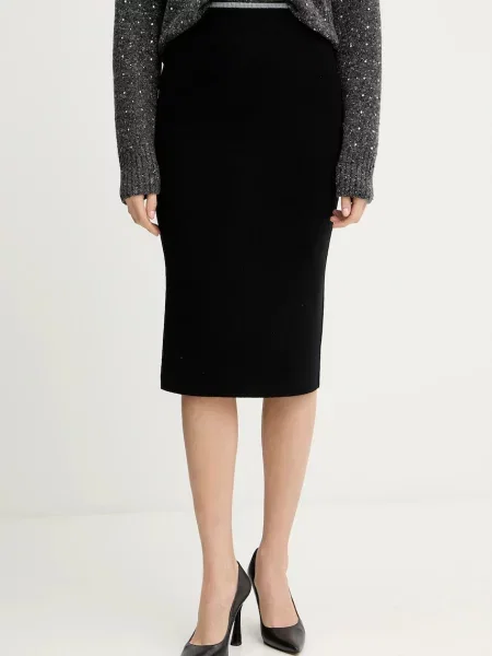 Pinko spódnica z dodatkiem wełny czarny