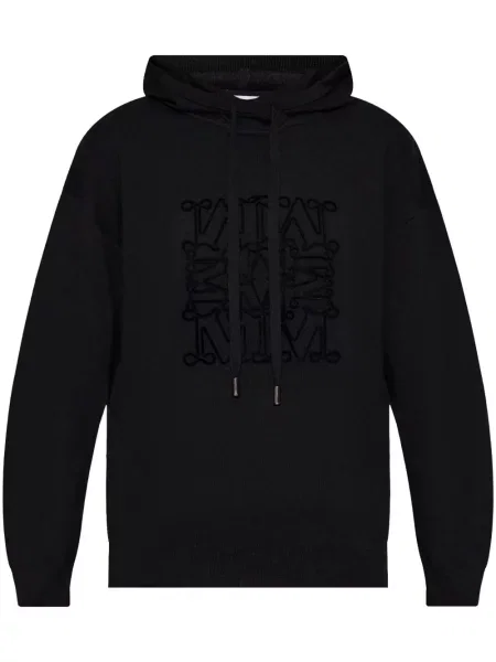 Pulover Max Mara de lână cu glugă negru
