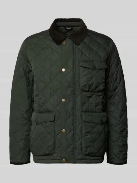 Kurtka pikowana o kroju regular fit z kołnierzykiem w kontrastowym kolorze model HORNBY' Barbour oliwkowa