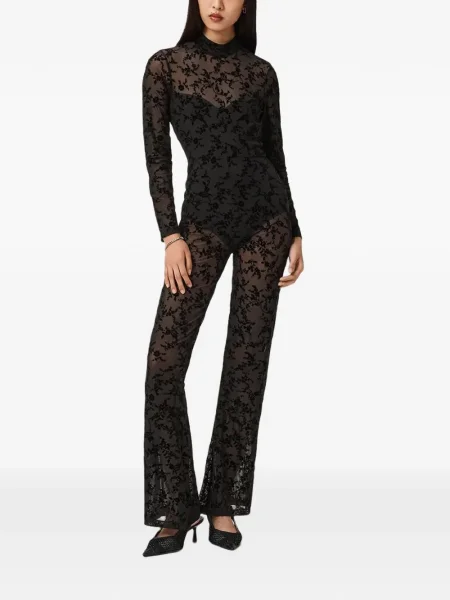 Salopetă Allsaints cu model floral lungă negru