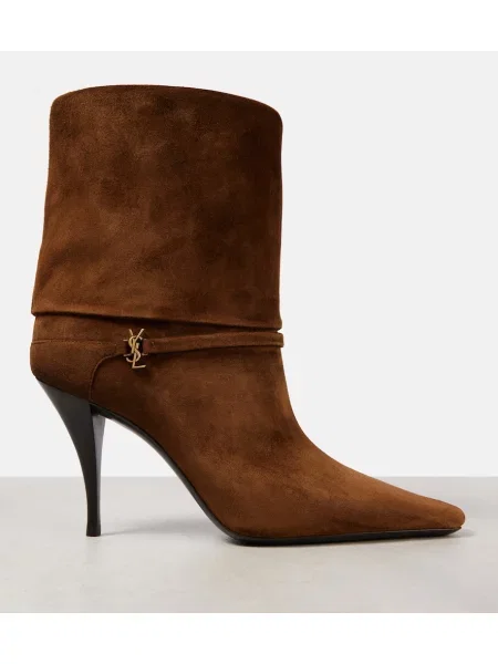 Botine Saint Laurent din piele de căprioară bej