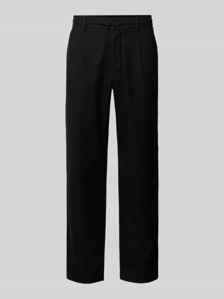 Spodnie materiałowe o kroju slim fit z dodatkiem Lindbergh czarne