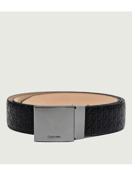 Calvin Klein Nadrágszíj Dress Plaque Pebble Aop Ad fekete