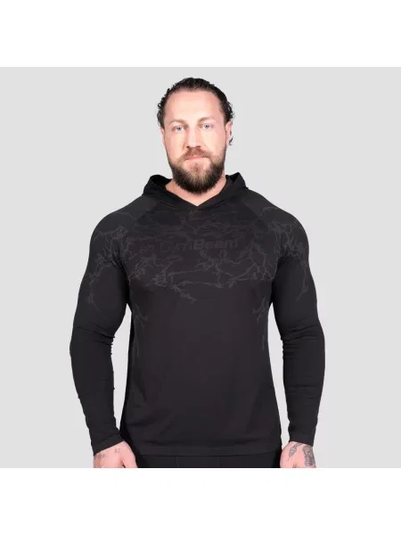 Koszulka fitness z kapturem Static czarna