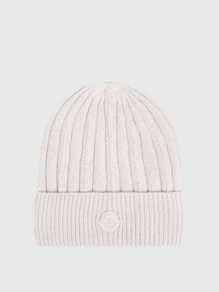 Шапка з вовни з нашивкою логотипа Moncler сіра