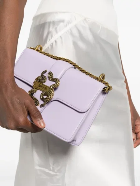 Geantă de mână Just Cavalli cu model piele de șarpe violet