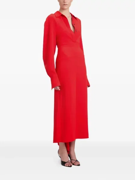Костюм макси рокля Victoria Beckham до коляното червено