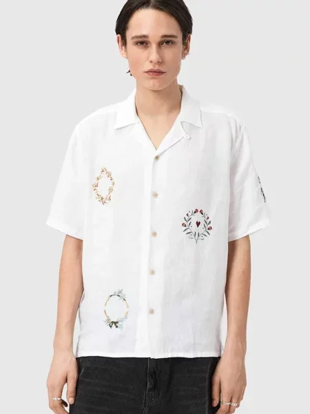 AllSaints Cămașă bărbătească din in DECK bej