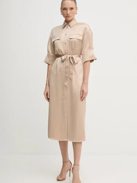 Marc Aurel rochie midi drept bej