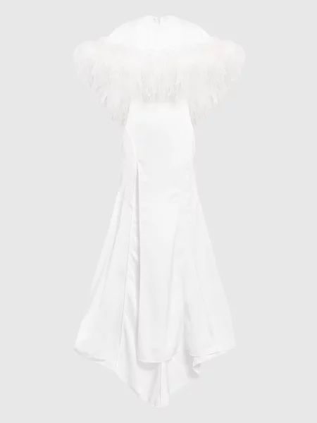 Платье The Attico с перьями белое