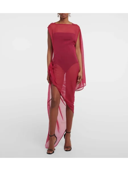 Selyem drapírozott maxi ruha Rick Owens rózsaszín