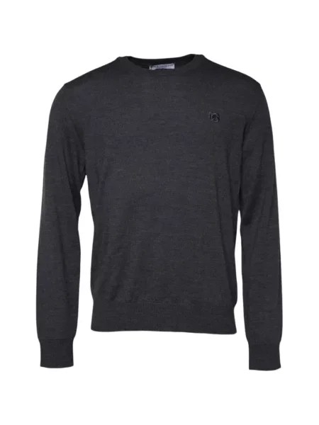 Pulover Dolce & Gabbana cu broderie de lână gri