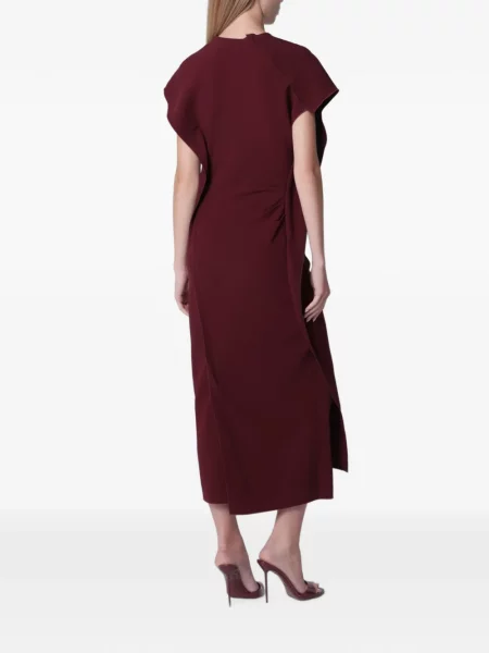 Rochie midi Victoria Beckham drapată roșu