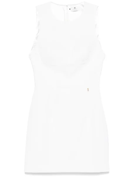 Sukienka mini Elisabetta Franchi w kwiatki z krepy garniturowa biała