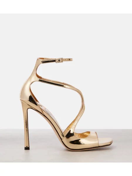 Kožne sandale Jimmy Choo od lakirane kože zlatna