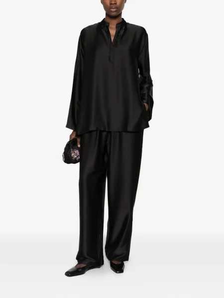 Lung pijamale Silkylicious din satin negru