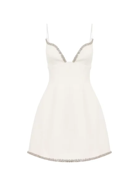 Mała sukienka mini Acler z dekoltem w serek garniturowa biała