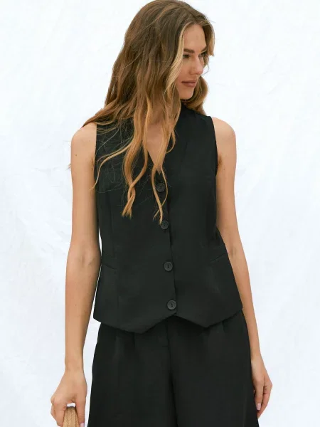 Жилет Seventeen льон/бавовна чорний