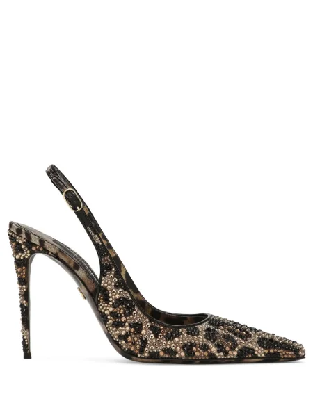 Pantofi cu toc Dolce & Gabbana din piele cu imagine cu model leopard maro