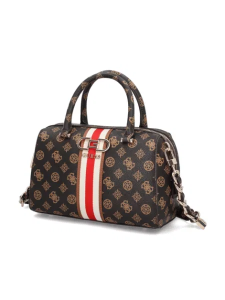 GUESS NELKA BOX SATCHEL hnědá