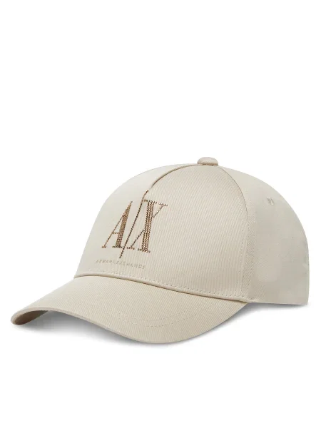 Armani Exchange șapcă de baseball din cu imprimeu bej