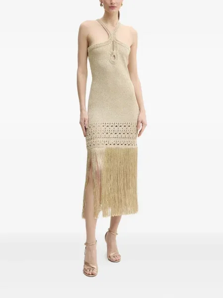 Rochie midi Simona Corsellini cu franjuri până la genunchi de costum