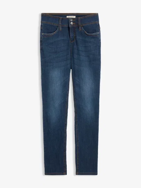 Jeansy o kroju slim fit high waist z wygodnym stretchem niebieskie