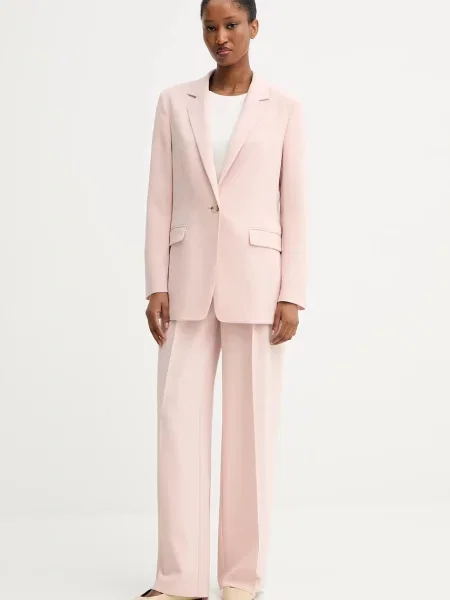 BOSS spodnie proste high waist beżowy