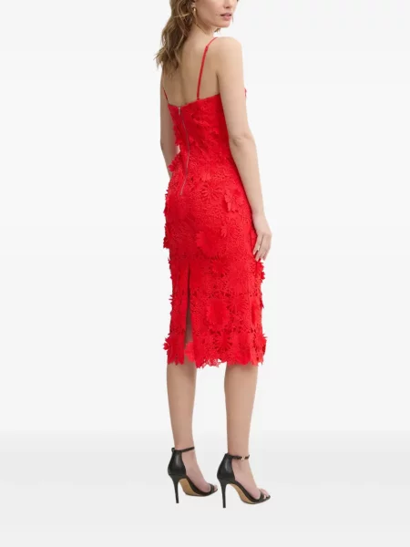 Rochie midi Bardot până la genunchi de costum roșu