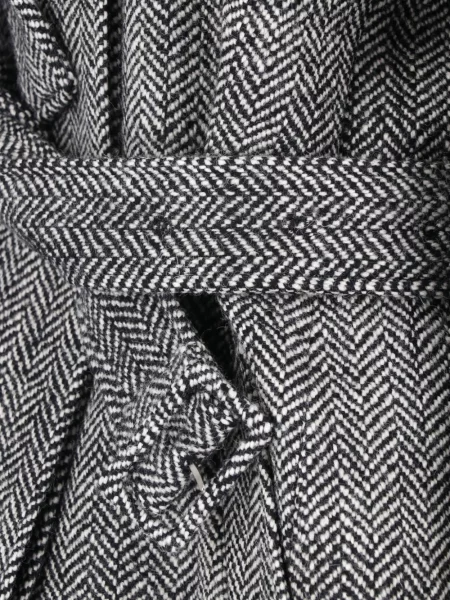 Cu centură palton Lardini cu model herringbone gri