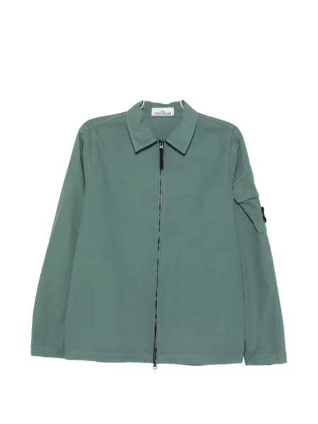 Geacă cămașă Stone Island cu strasuri verde