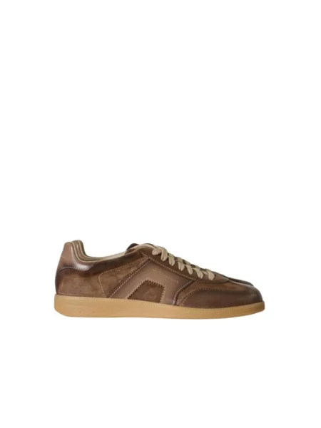 Sneakersy Santoni skórzane brązowe