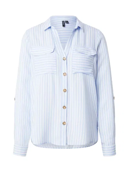 VERO MODA Bluză VMBUMPY albastru deschis alb