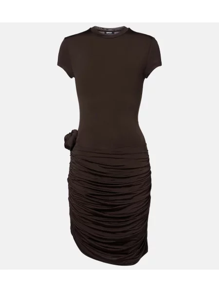 Rochie Rotate din jerseu drapată maro