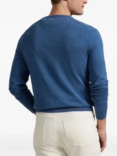 Tricou Polo Ralph Lauren cu decolteu rotund de mătase cu dungi alb