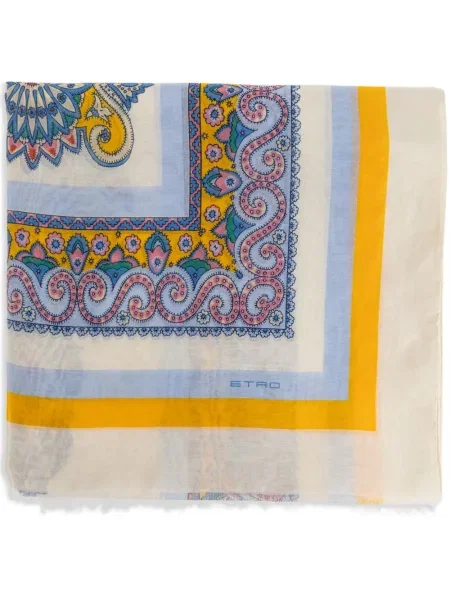 Fular Etro cu imagine cu model paisley alb