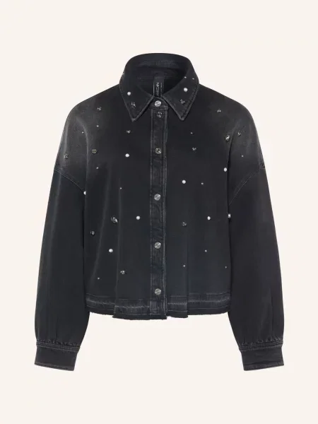 Marc Cain Džínová Halenka S Ozdobnými Kamínky A Korálky black new černá