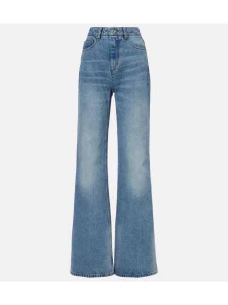Blugi evazați Ami Paris cu talie înaltă albastru