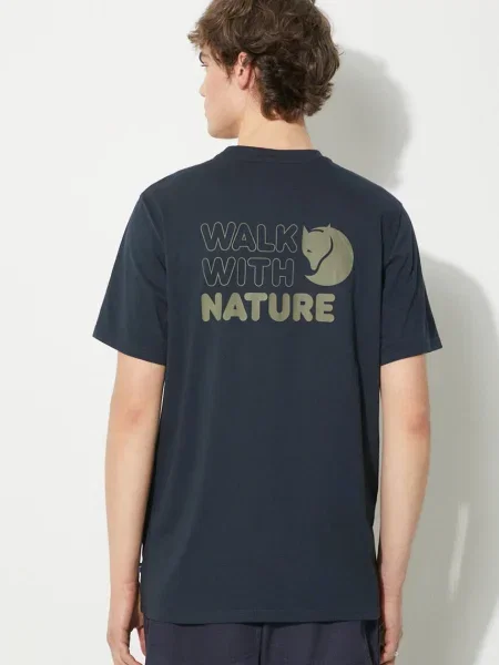Kratka majica Fjallraven Walk With Nature T-shirt M mornarsko modra