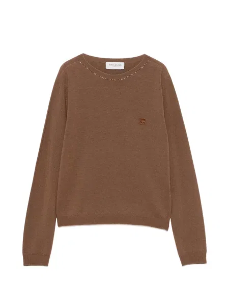 Pulover Ermanno Firenze cu broderie maro