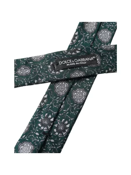 Krawat Dolce And Gabbana w kwiatki z nadrukiem zielony