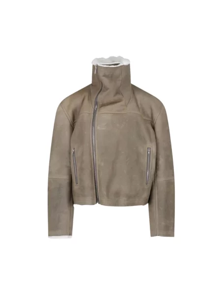Kurtka Rick Owens wełniana o skróconej długości szara