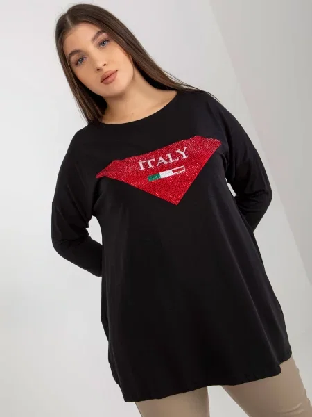 Bluză Fashionhunters cu aplicații negru