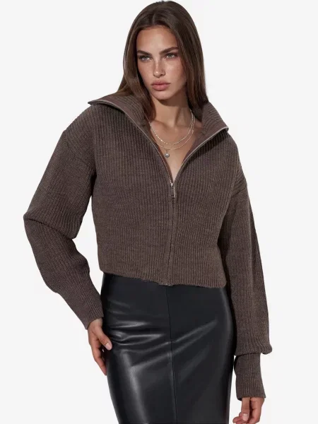 Viorna Pletena jopa Strickjacken temno rjava