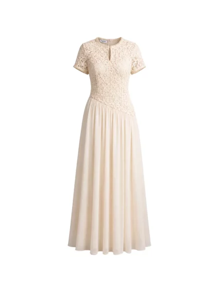 Rochie maxi Baruni din dantelă alb
