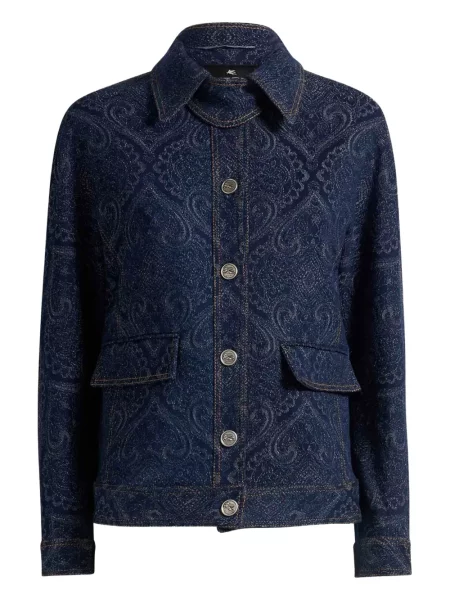 Geacă de blugi Etro cu model paisley albastru